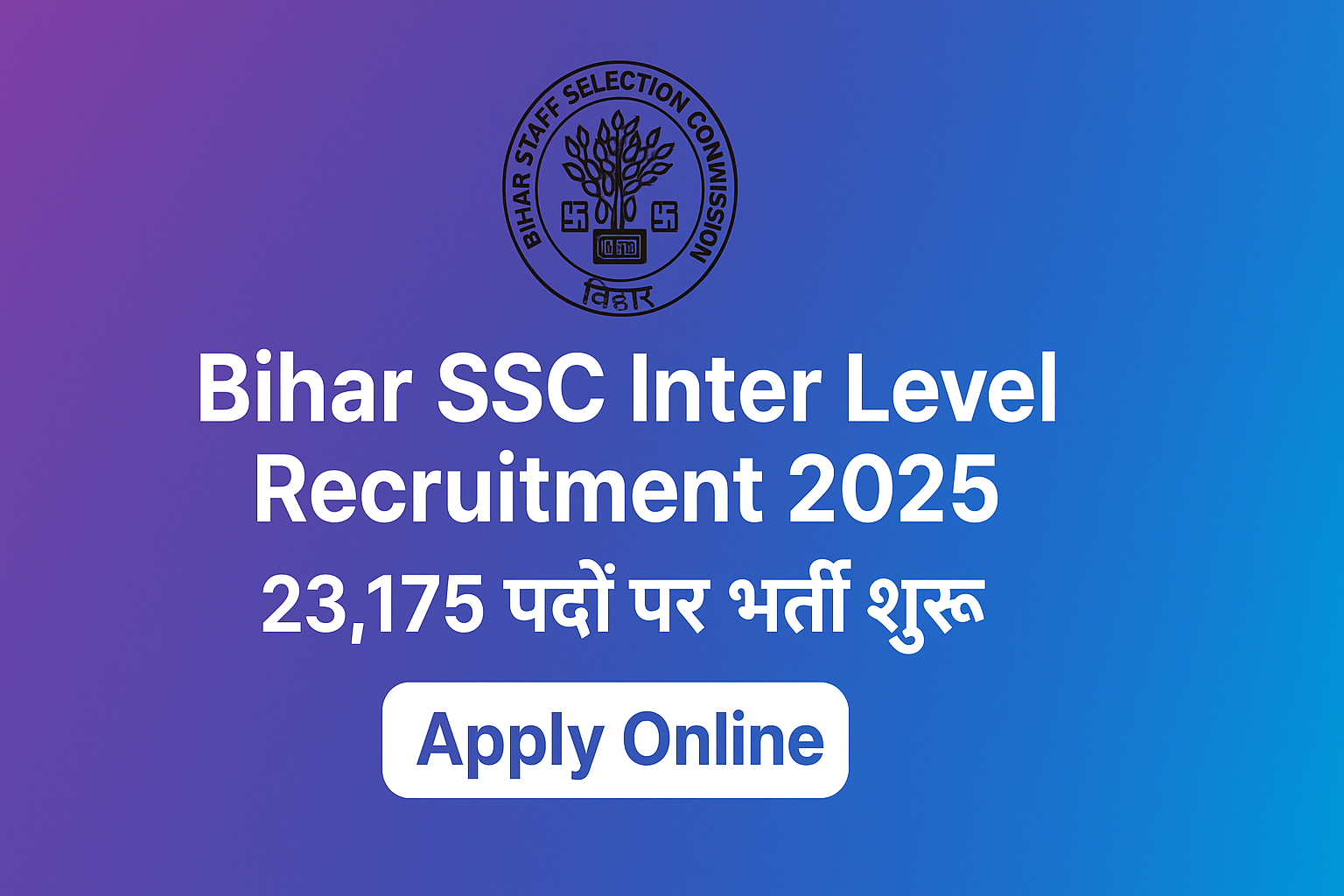 Bihar SSC Inter Level Recruitment 2025
